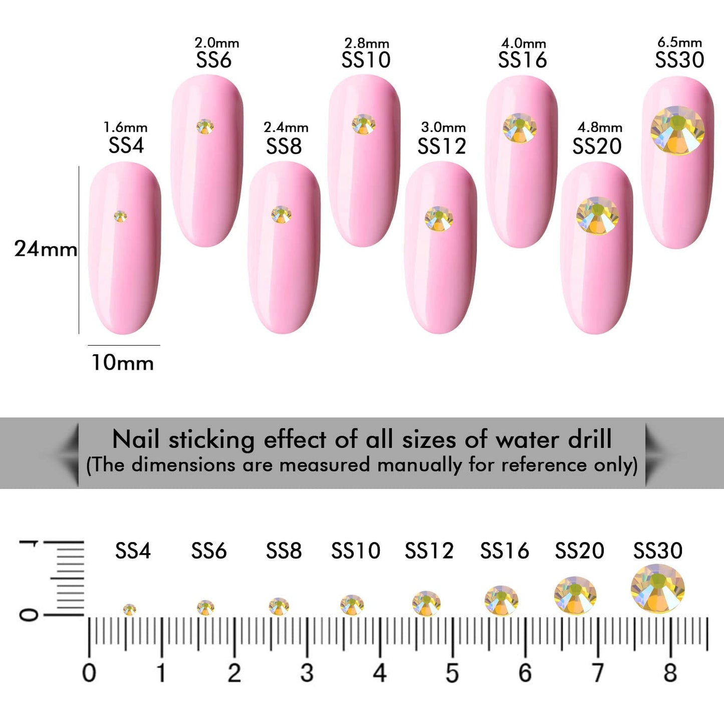 1440Pcs Lemon Ab Crystal Rhinestones,Glass Flatback Rhinestones Small Gemstones for Nail Face Makeup Art Crafts Clothes Decoration -(SS8,2.4mm,Lemon Ab)