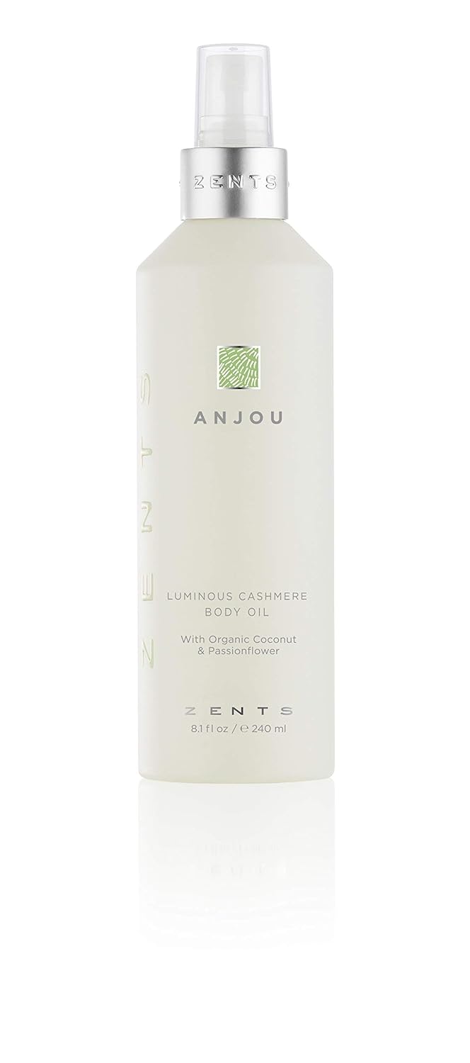 Zents Luminous Cashmere Body Oil (Anjou Fragrance) | Moisturizing Body Oil with Vitamin E & Organic Coconut Oil | Softens & Smooths Skin | 8 fl oz