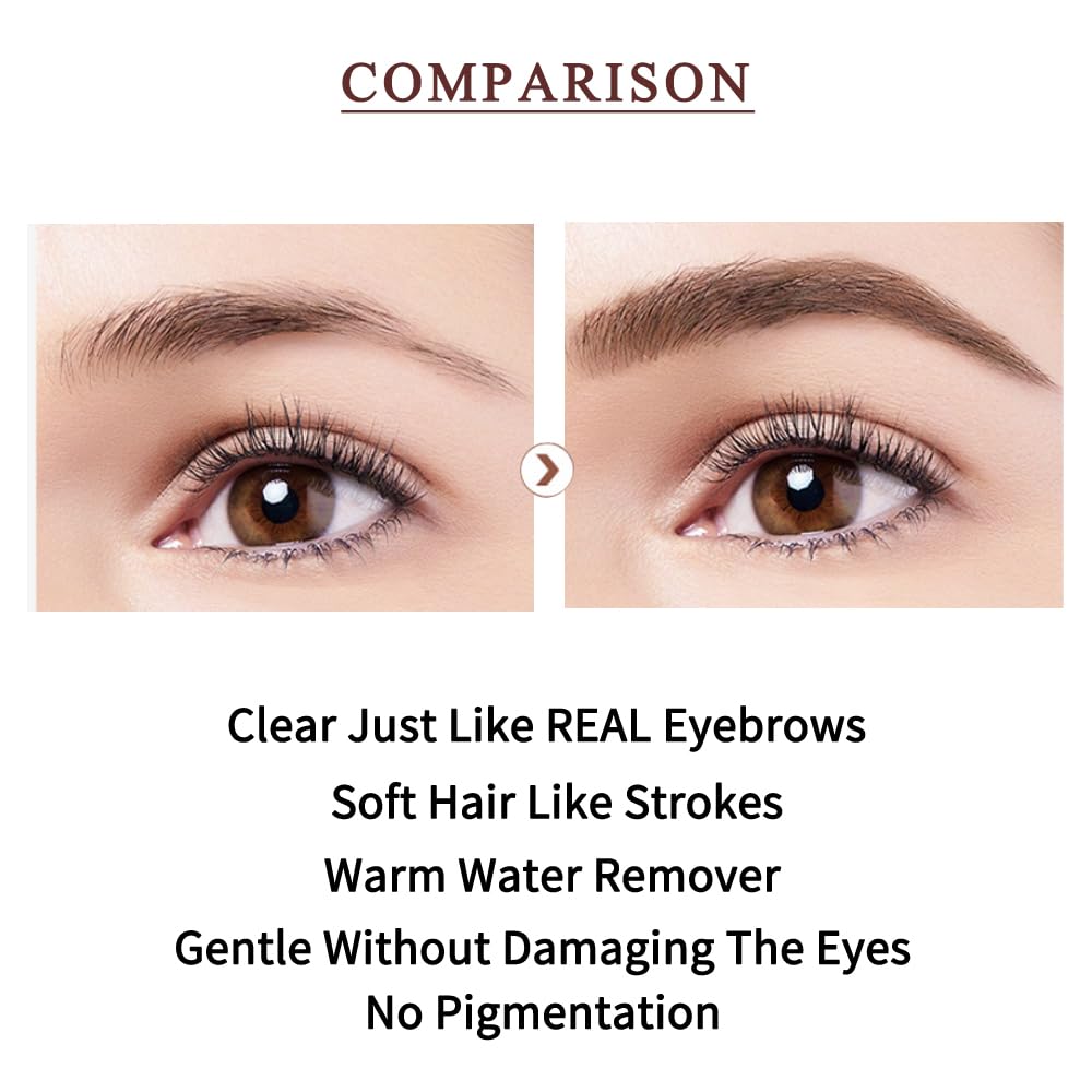 Waterproof Eyebrow Pen - Microblading Tattoo Brow Pencil, 24 Hours Long Lasting, Creates Natural Looking (Jet Black - 2 PCS)