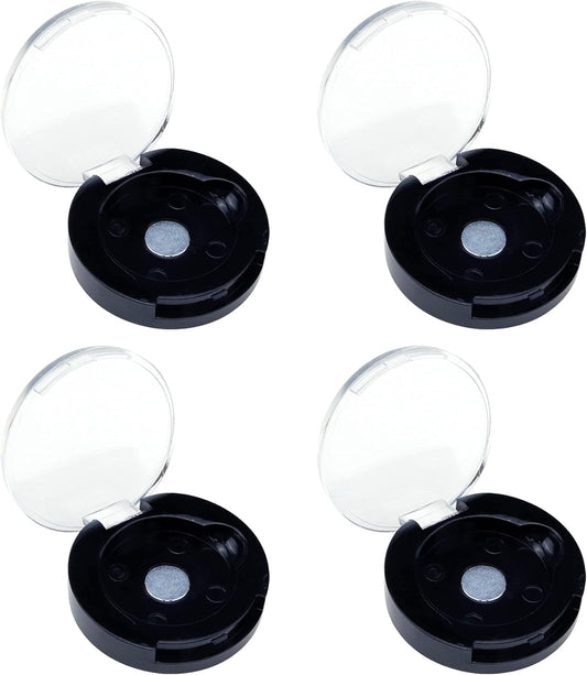 4 Pack Empty Eyeshadow Holder Case Round Magnetic Makeup Eyeshadow Lipstick Palette Container For Travel Sample DIY - Black