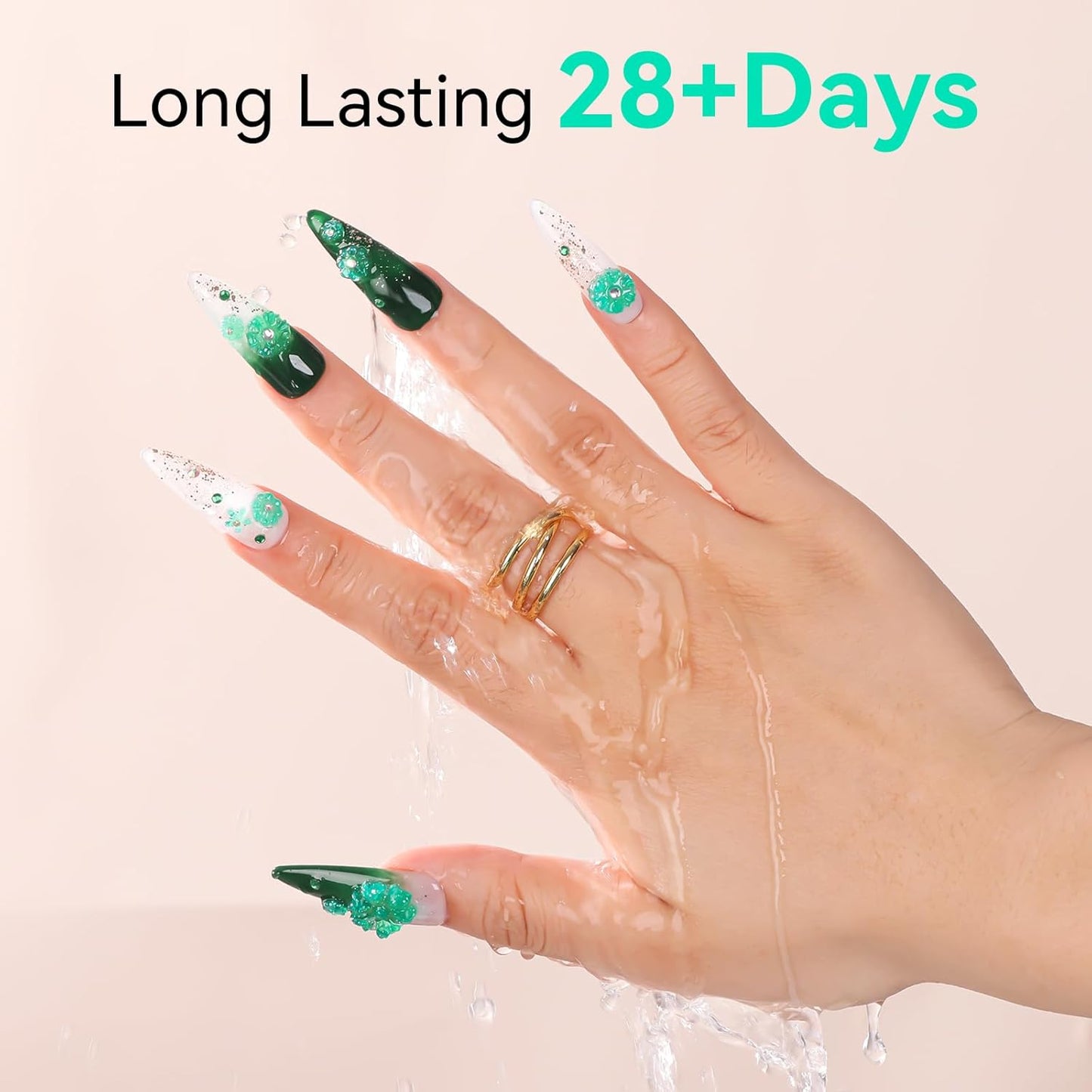 Makartt 3D Gel Nail Art- 3D Nail Gel Sculpting Gel for Nail Designs 15ml 3 in 1 No Wipe Polish for Drawing Carving Nails Molding Gels for Nail Decoration Charms- Tinsel Green