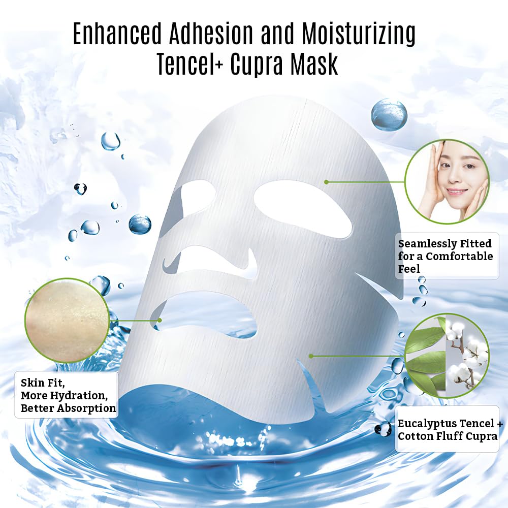 Amino Brightening & Clearing Facial Sheet Mask | Vitamin C, Lotus Extract for Acne Scars, Hyperpigmentation, Dark Spots, Even Skin Tone (5 Sheets)