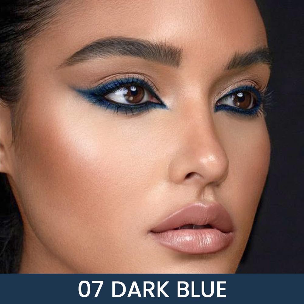 Kaely Dark Blue Gel Eyeliner Pencil,Waterproof Smudge Proof Eye Liner Pen,Cat Eye Goth Halloween Makeup,Eye Black Face Paint Lipstick Crayon,Color Colorful Eyeliner Eyeshadow Stick,07