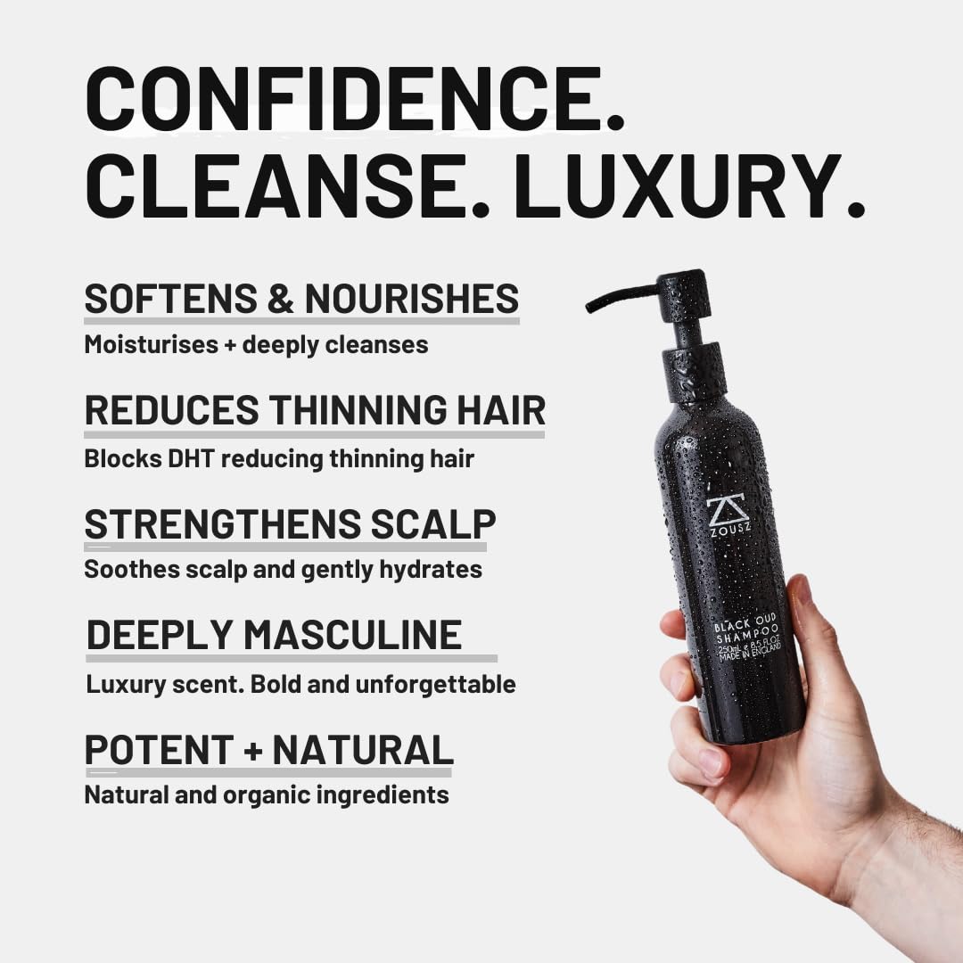 Beard Shampoo For Men - Black Oud Cleansing, Vitalising and Nourishing Daily Beard Wash Containing Natural & Organic Ingredients + PRO-Vitamins - 250mL