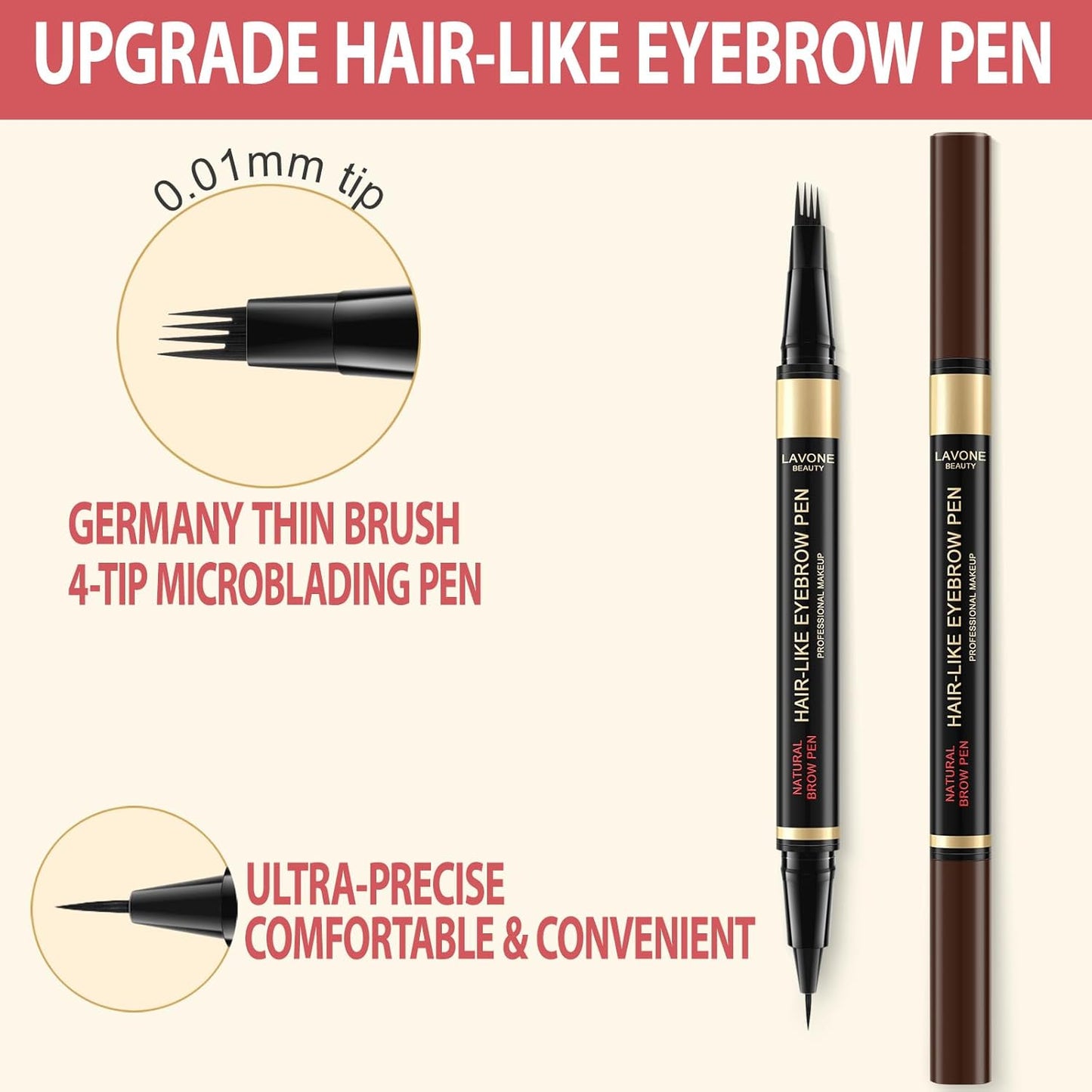 Eyebrow Pen Kit, with Microblading Eyebrow Pen, Eyebrow Gel, Eyeliner, Eyebrow Brush, Eyebrow Pencils for Women, Waterproof, Smudge Proof, Long Lasting Makeup Formula - Black