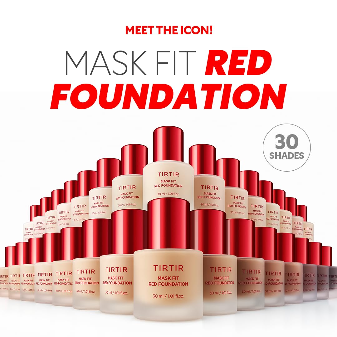 TIRTIR Mask Fit Red FoundationㅣLong Lasting Flawless Coverage, Energy Essence, Lightweight, Hydrating, Pore-Blurring, Breathable Satin Finish, Makeup, Radiant Skin, #49N Deep Chestnut, 1.01 Fl Oz