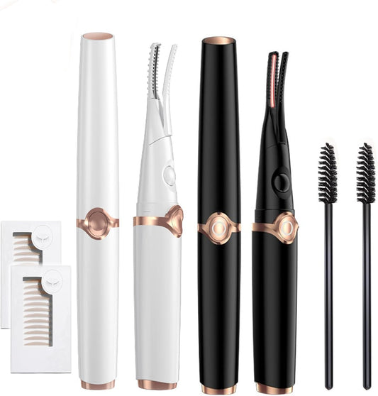 Electric Eyelash Curlers, 2025 New Heated Eyelash Curler, Eyelash Curler for Women, with 8s Fast Heating, 3 Adjustable Temperatures, USB Rechargeable for Long-Lasting Curls (2Pcs Black+White)