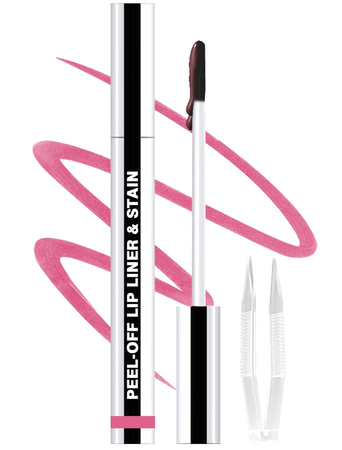 Lip Liner Stain Peel Off with Tweezer, Long Lasting Matte Lip Tattoo, Highly Pigmented Color Lip Tint Makeup, Waterproof, Transfer-proof Lipstain for Women, for All Skin Types