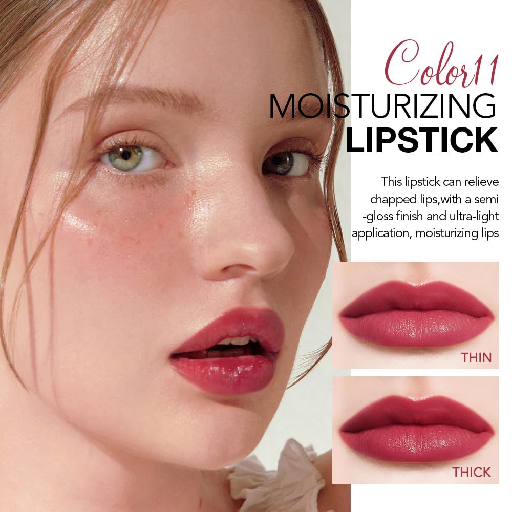 1Pcs Tinted Lip Balm Moisturizing Lipstick – Waterproof Hydrating Matte Lip Balm for Women, Creamy Natural Color Stain for Dry Lips,Soft Matte Finish with Subtle Scent (#11 Retro Red)