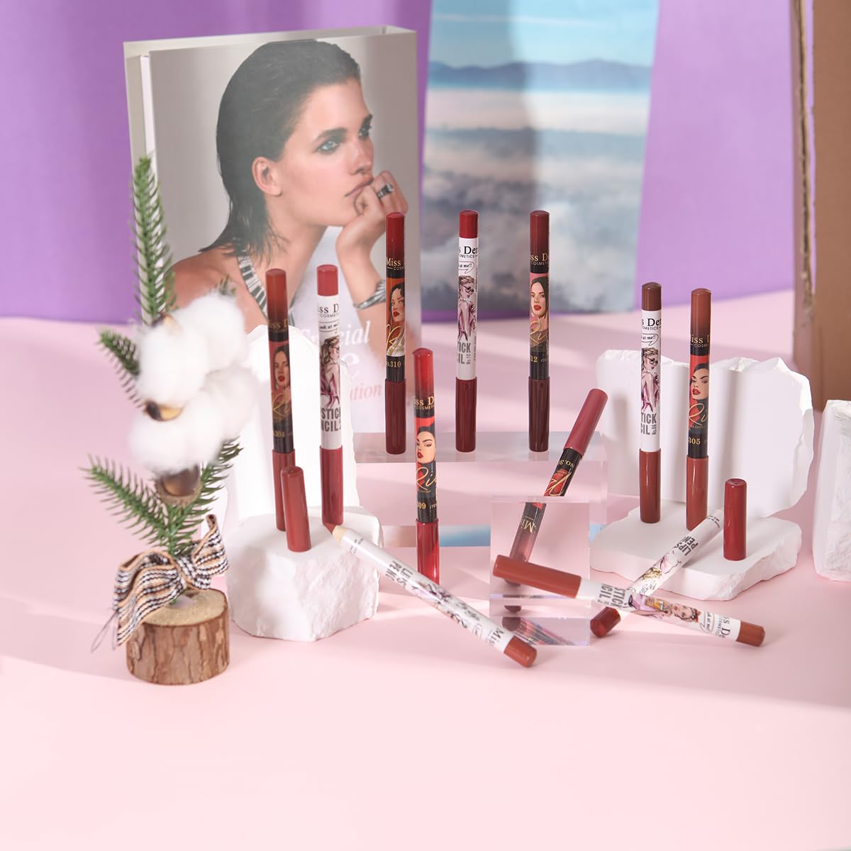 12PCS Lip Liner Pencils Set Pack for Shaping & Sculpting Lips, Modifieddark Lip Color Lipsticks,Long-Lasting Waterproof Lipsticks. (03, Color)