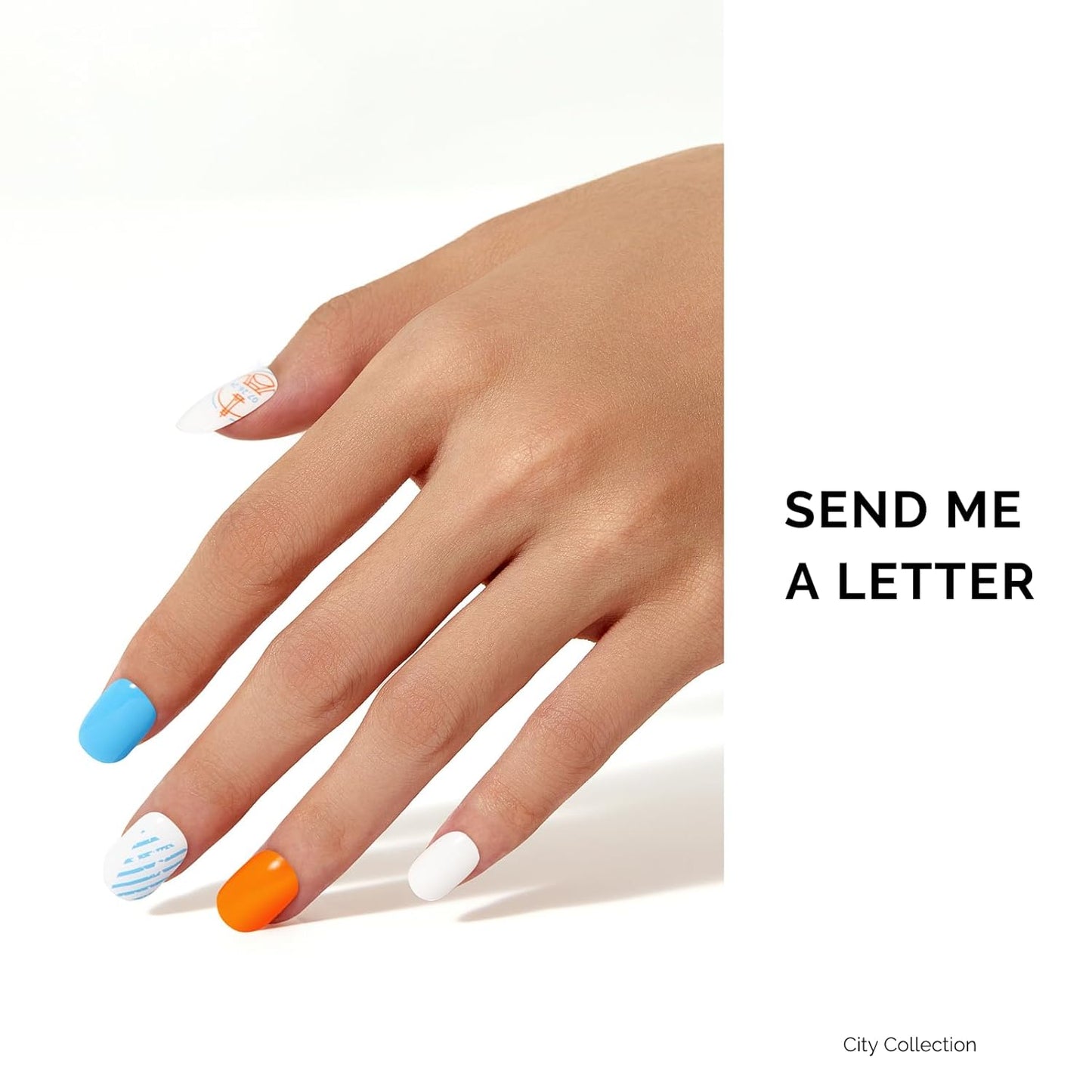 NAILOG Semi Cured Gel Nail Strips - 34 pcs | Buy 2 Get 1 UV Lamp | Long Lasting Nail Polish Sticker Wraps with Glossy Gel Finish, Send Me A Letter