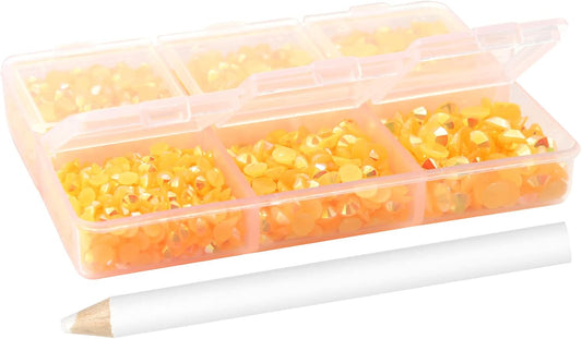 Multi Size 3mm 4mm 5mm Rhinestones Set for Nails Crafts Peach Non Hotfix Rhinestones Nail Gems Rhinestone Jelly AB&Round Flat Back Resin Rhinestone for Makeup Clothes Shoes Eyes Bottles Crafts