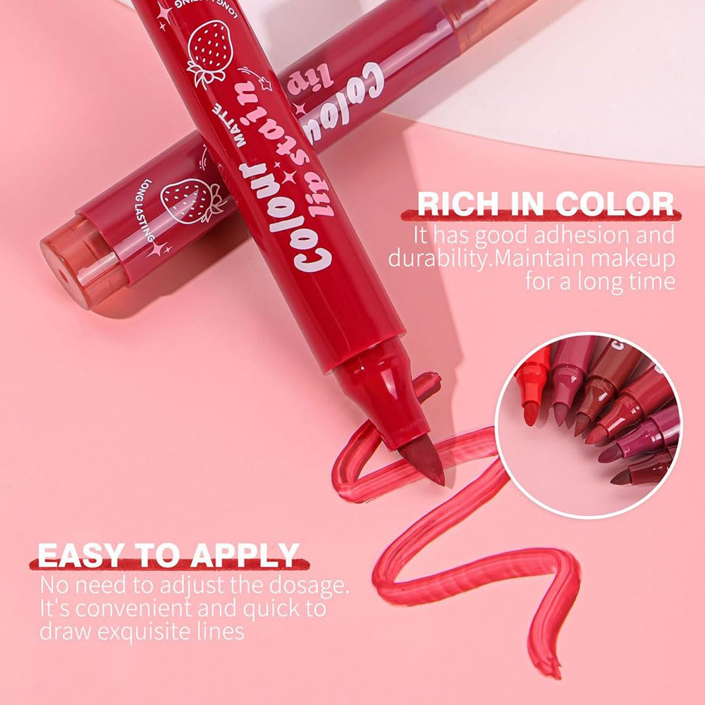 Lip Stain, Waterproof lip tint, Matte Color Look, Longlasting All Day Wear Lip Color, Smudge Proof Natural Finish, Precise Chisel Tip Marker,non sticky lip gloss,kiss proof lip color 02#