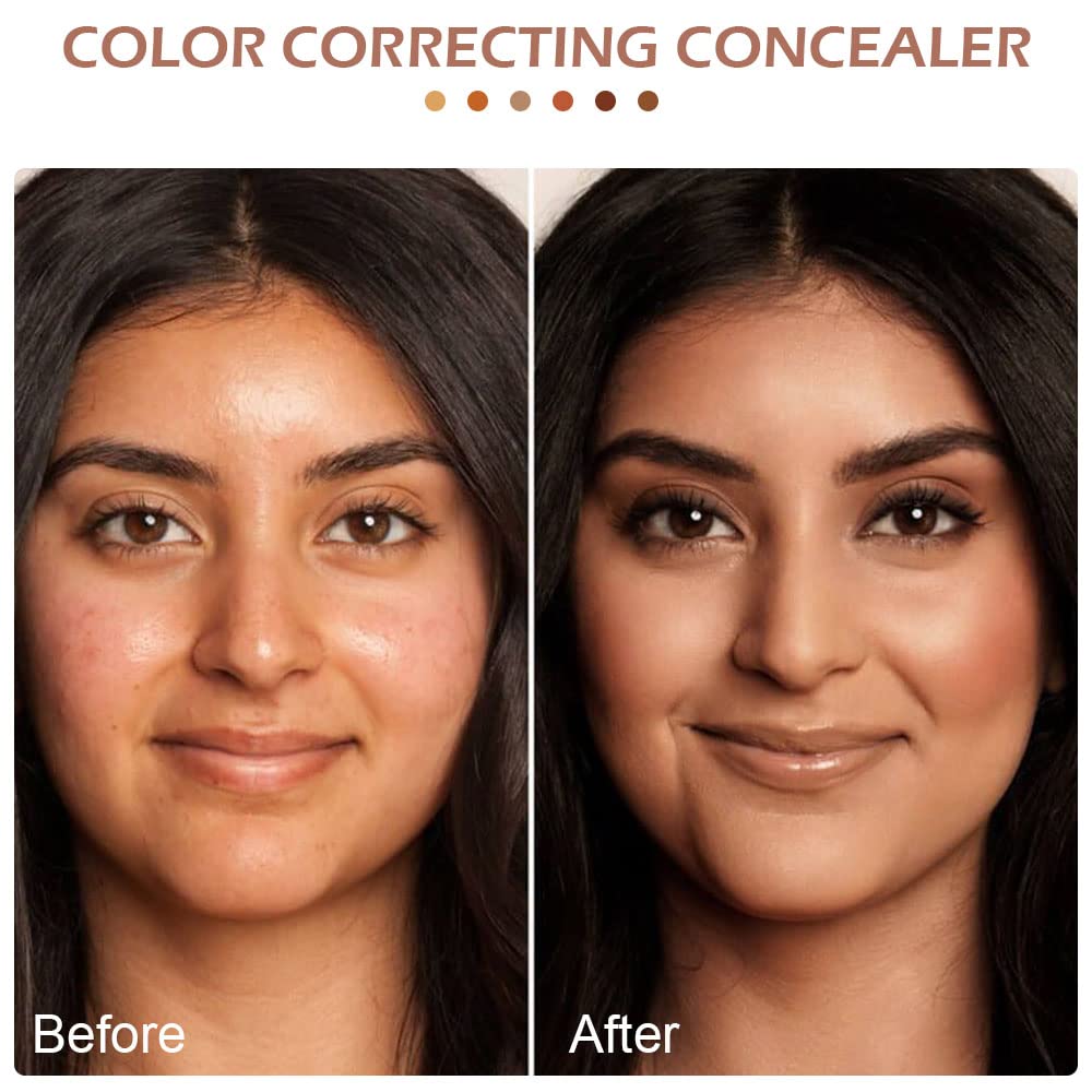 6 Color Correcting Concealer Palette With Concealer Brush, Tattoo Concealer, Cream Contouring Makeup Kit, Corrects Dark Circles Red Marks Scars Light Mediumor creamy concealer A3