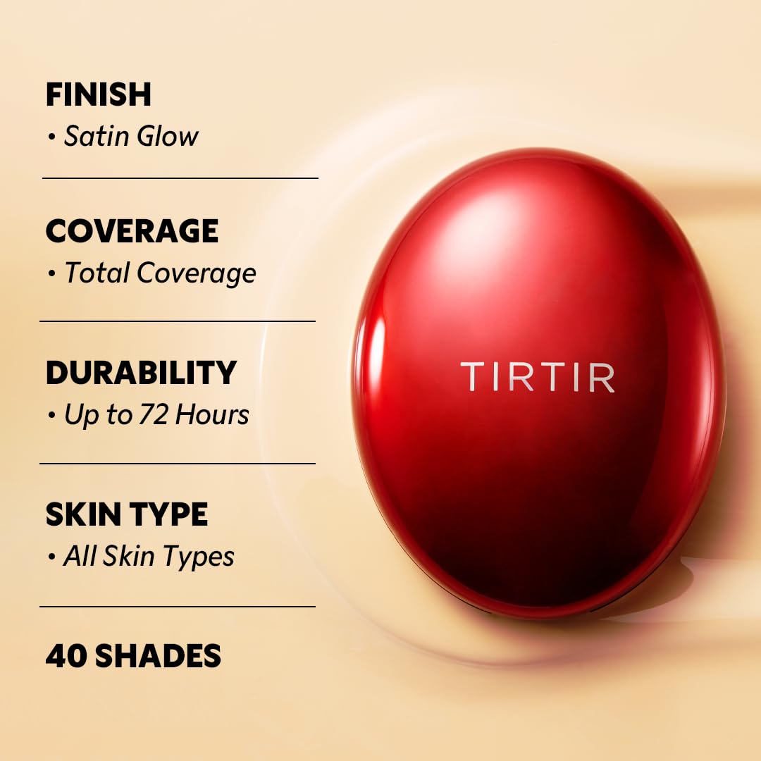[*Mini Size*] TIRTIR Mask Fit Red Cushion Foundation | Full coverage, Weightless, Skin fit, Satin Glow Finish, Korean Makeup, beauty, Tattoo cover up, Buildable (#21C Cool Ivory, 0.15 Fl Oz)