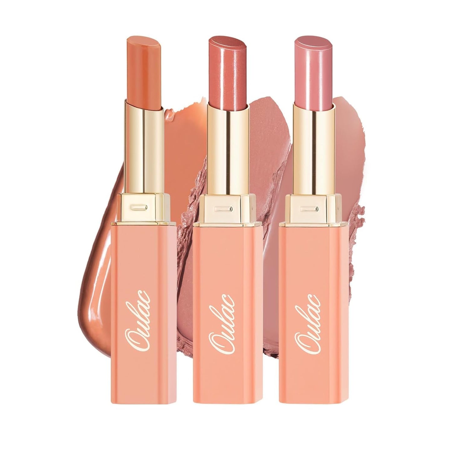 Oulac Moisturizing Shine Lipstick For Women Christmas Set 3PCS, 2 in 1 Tinted Lip Balm for Winter, Hydrated Juicy and Glossy Lip Color for Dry, Cracked and Chapped Lips, Vegan 05+13+14