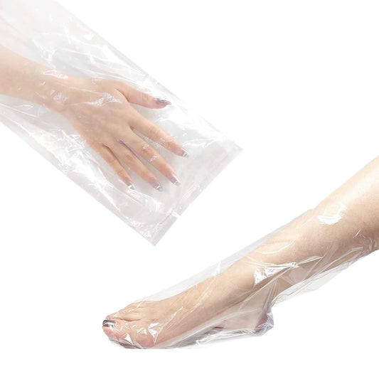 Liners Hand or Foot Disposable Thermal Heated Mitt Liners Paraffin Bath Treatments Bags Plastic Liner Socks and Gloves for Hot Wax Therapy (100)