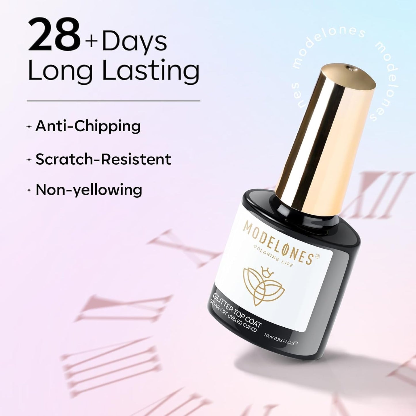 modelones Rainbow Cat Eye Gel Nail Polish Top Coat, 2-in-one 9D Glitter Clear Gel Polish with Magnet Stick Holographic Glossy Finish Long Lasting Soak Off Manicure Home Salon Nail Art 10 ML