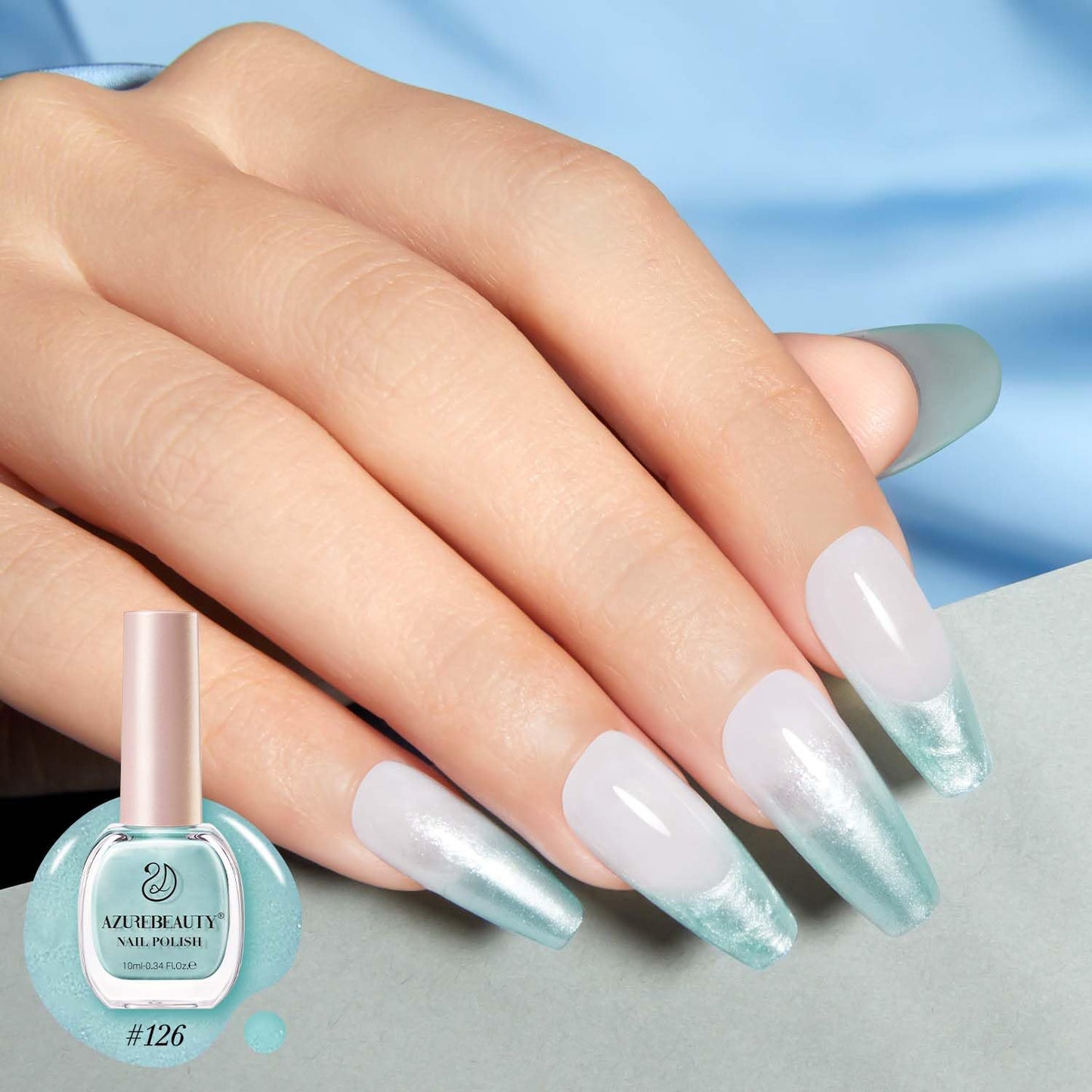 AZUREBEAUTY Nail Polish Shimmery Blue-Green Summer Nail Polish Quick Dry Natural Infinite Shine Nail Lacquer Fingernail Polish Strengthening Treatment Kit Salon-Quality for Women 10ml