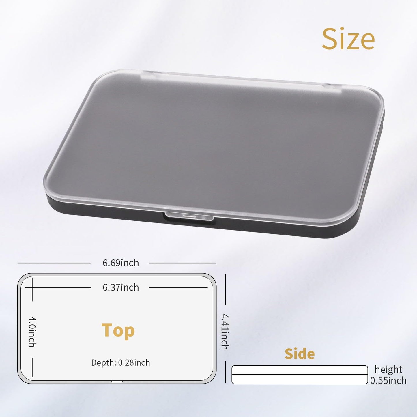 AJLTPA Magnetic Makeup Palette with Frosted Clear Top, 3Pack Empty Eyeshadow Dispensing Storage Box with 60Pcs Adhesive Metal Stickers for DIY Cosmetics Blush Powder-6.69"X4.41"Palette