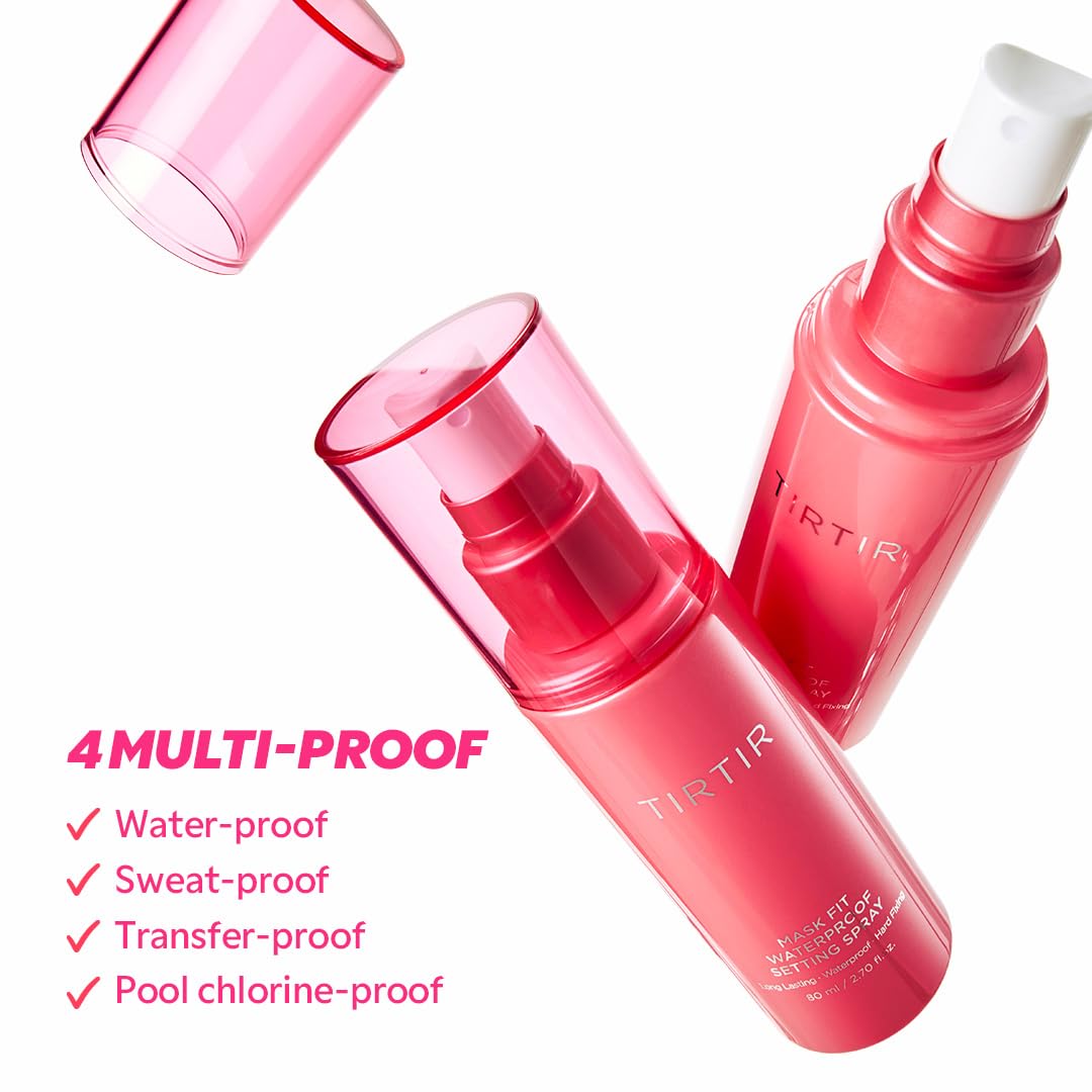 TIRTIR Waterproof Setting Spray – 24 Hour Long Lasting Fix, Sweatproof Water Resistant Makeup Finisher – Ethanol Free, Semi Matte Finish for Oily Skin – Korean Makeup Fixer