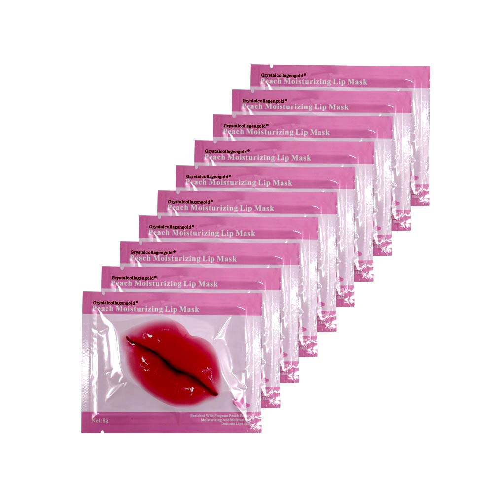 Adofect 30 Pieces Peach Moisturizing Collagen Lip Masks Crystal Lip Care Gel Pads Patches, Mouth & Lips Age Defying Masques - Great for Anti-Chapped, Anti-Wrinkle, Plump Your Lips, Rose Red