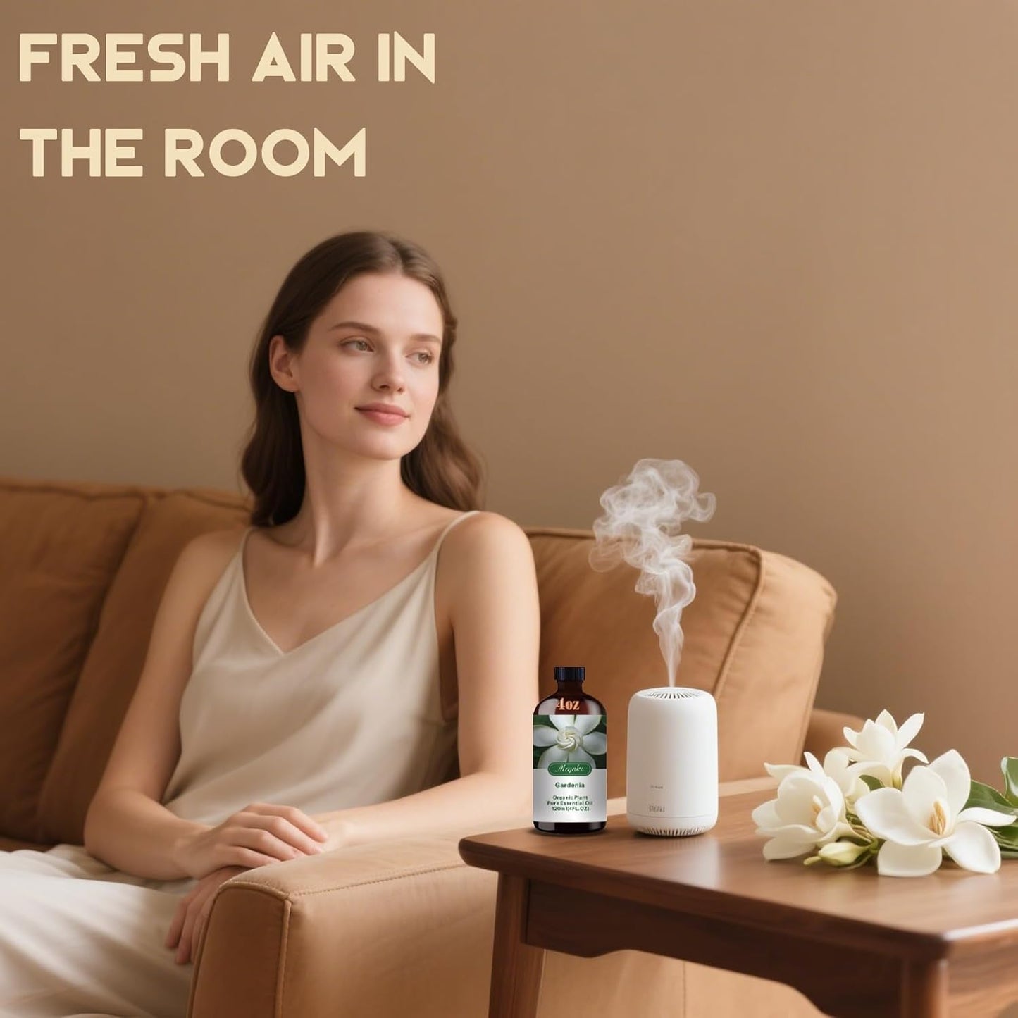 Gardenia Fragrance Oil-Gardenia Essential Oil 4.33oz (130ml)-100% Pure Natural Scent for Diffusers, Candles, Soap Making & Aromatherapy-Relaxing Home & Gift Essential Oil for Bath, Massage