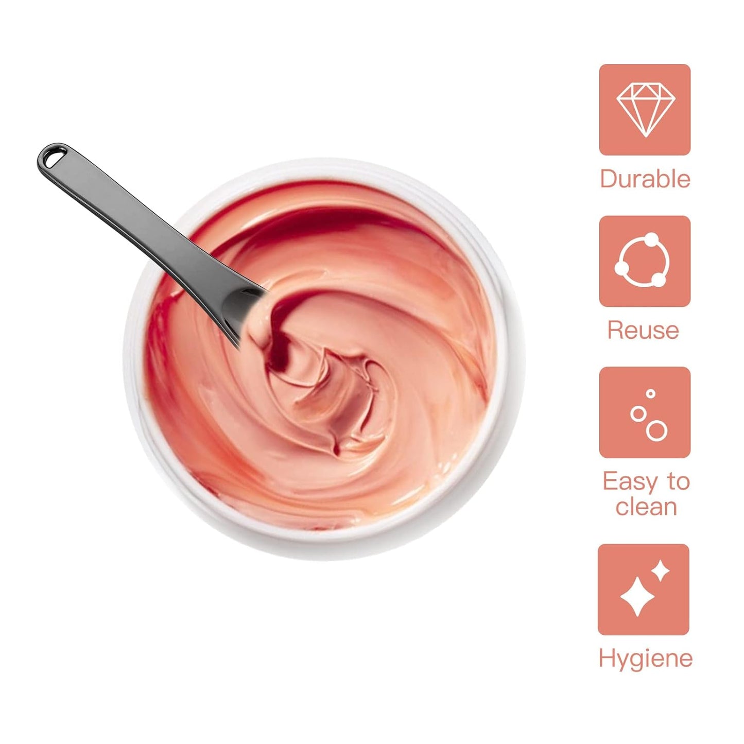 Tekson 6 Pieces Metal Cosmetic Skincare Spatula, Mini Mask facial Reusable Scoop, Makeup Beauty Spoons for Cream, Lotions, Moisturizers(Black)