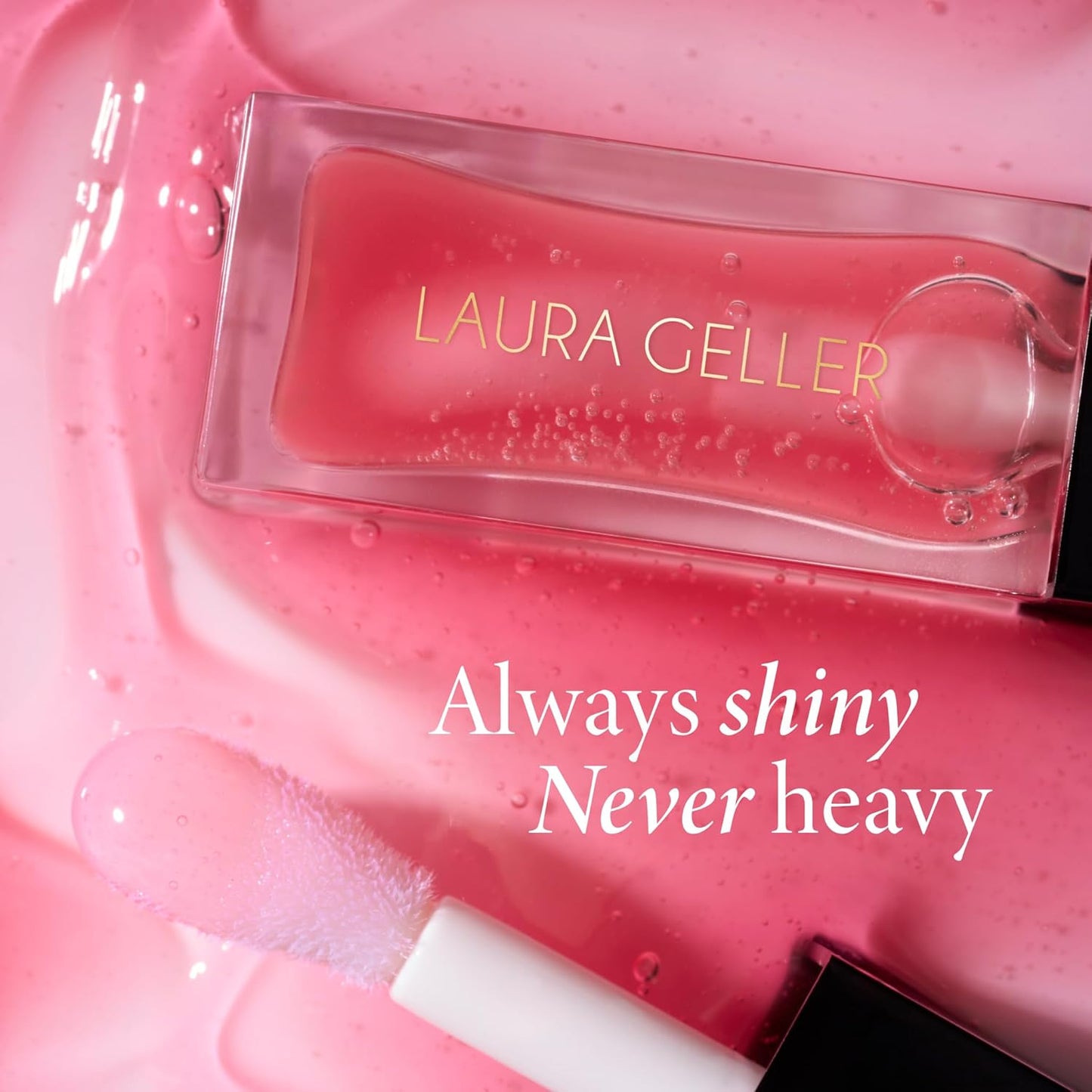 LAURA GELLER NEW YORK Fine Shine Glossy Lip Oil, Sweet Pink - Hydrating Squalane - Sheer Pink Lip Gloss