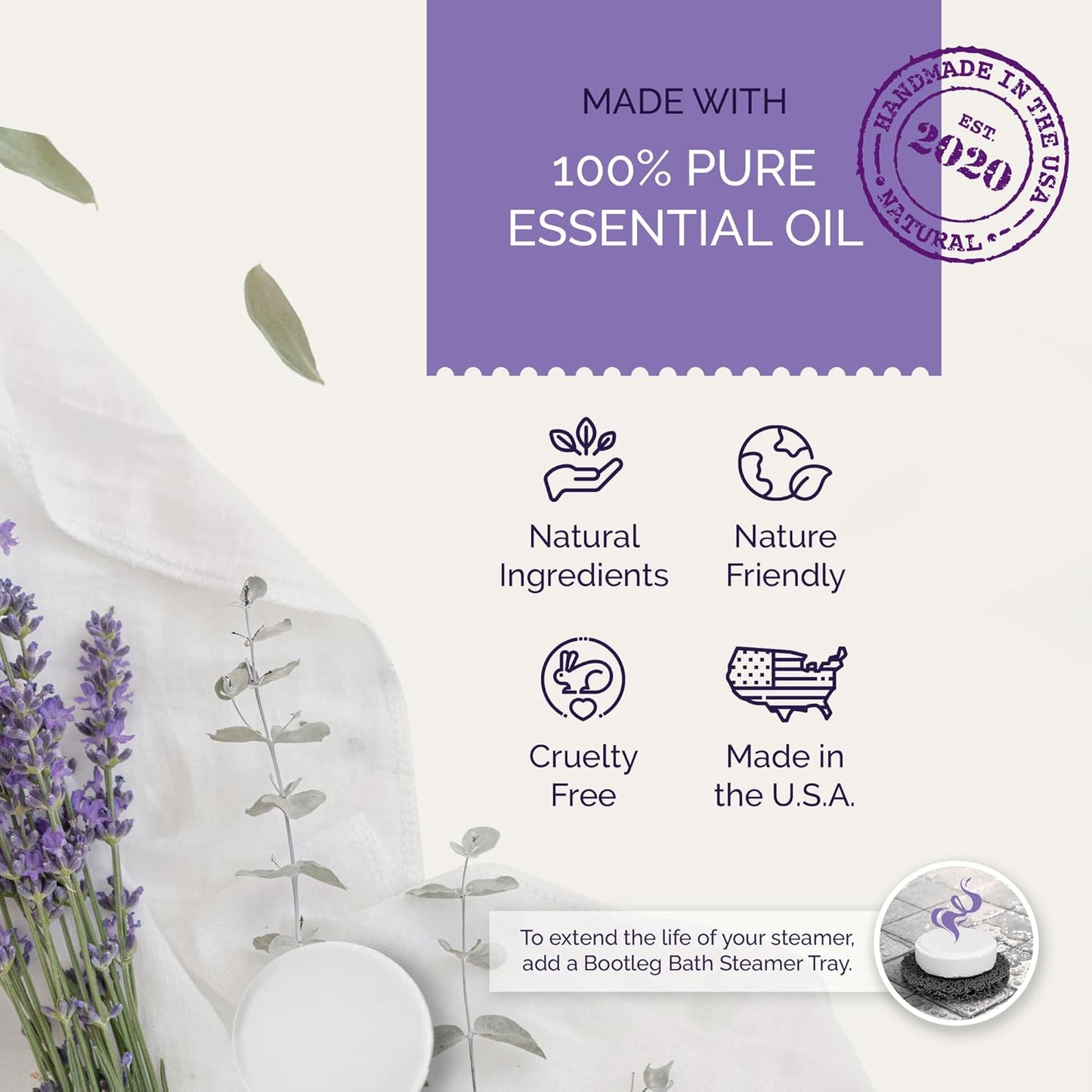 Shower Steamers Aromatherapy Lavender 15 Pack, 100% Pure Essential Oil, All Natural, for Men and Women, Made in USA