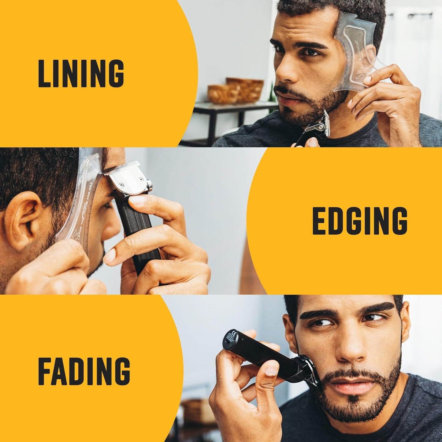 The Cut Buddy PLUS Beard Shaping Tool, Clear Template with Built-in Comb and Bonus Pencil, Ideal for Hairline, Beard, and Mustache Trimming