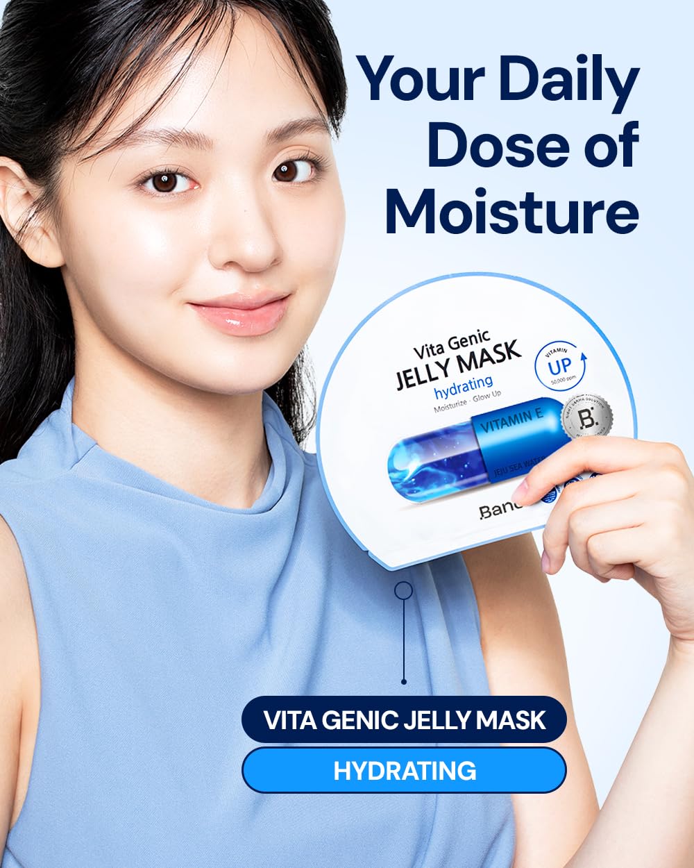 Bano Vita Genic Jelly Face Hydrating Mask 10EA – Firming Sheet Mask for Sensitive Skin, Korean Glass Skin Care with Mineral Water, Vitamin C & Niacinamide, Fragrance-Free