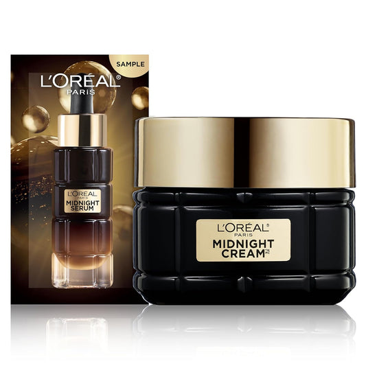L'Oreal Paris Age Perfect Anti-Aging Midnight Cream, Face Moisturizer to Reduce Wrinkles and Firm Skin, 1.7oz + Serum Sample
