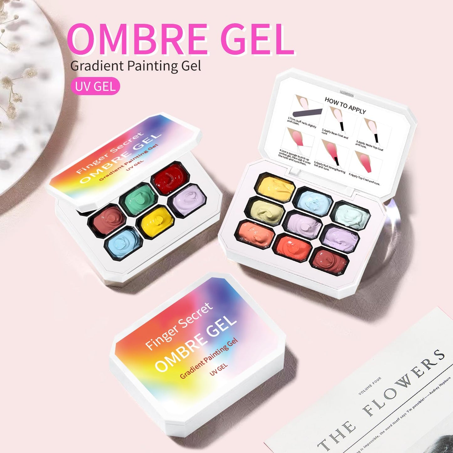 Ombre Gel Nail Polish Nail Sponges for Ombres 9 Series Colorful Blush Effect Gradient Painting Gel for Ombre Nails Multistyle French Manicure Nail Art DIY Home (A2, 1)