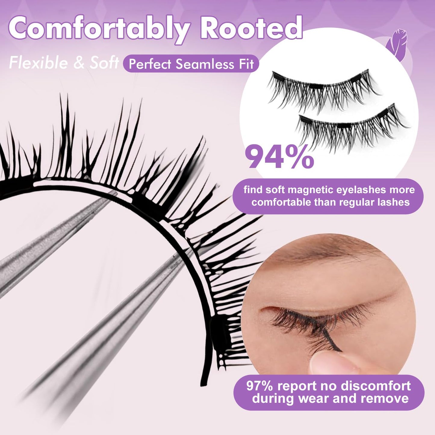 Elara Craft Magnetic Eyelashes with Applicator, Magnetic Eyelashes Natural Look,Reusable Magnet Lashes No Glue Needed Soft Lashes Kit for Women(Natural+Fuller)