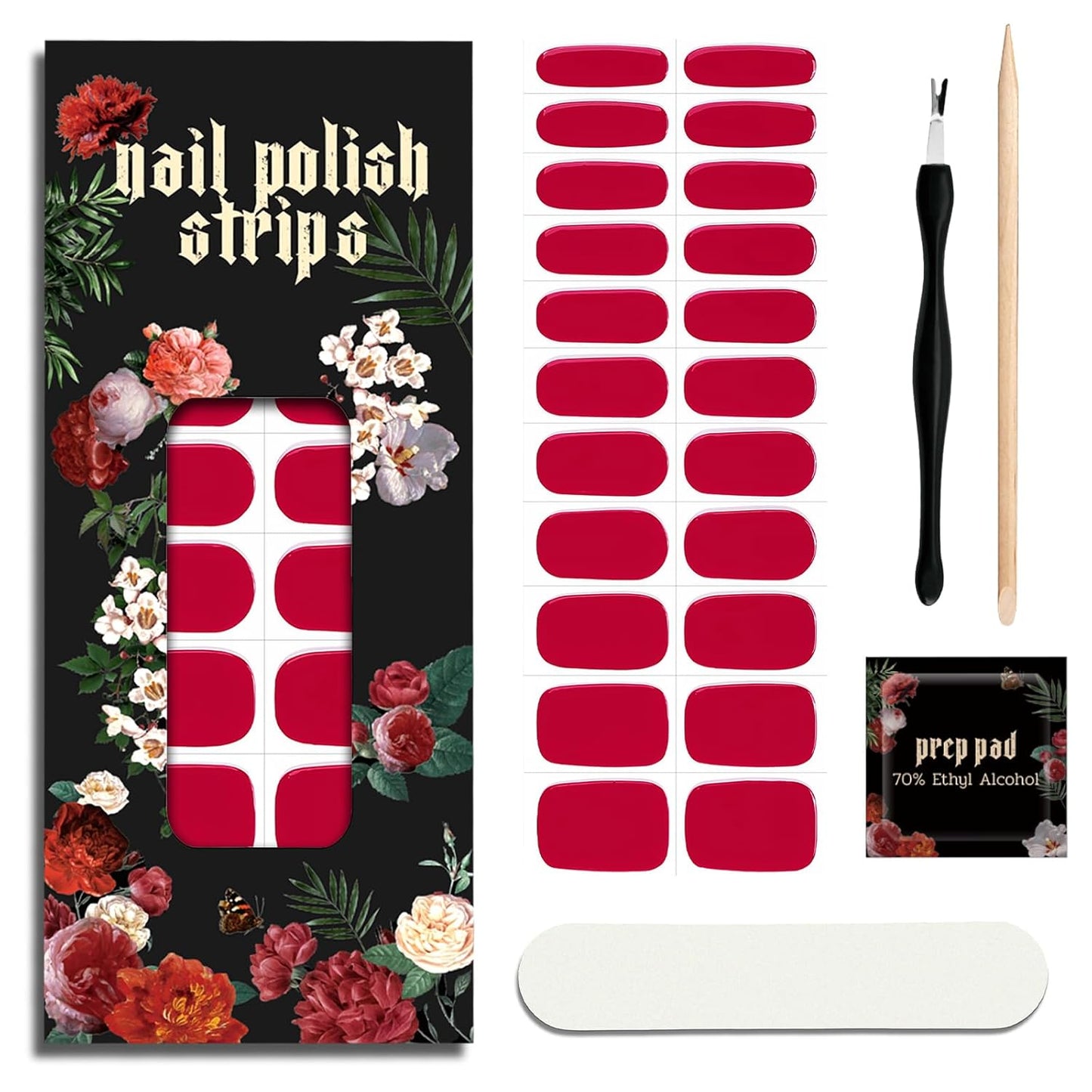 Nail Polish Strips - 22 Pcs Salon Quality Gel Nail Stickers - Long Lasting Wraps (Red Carpet Moment)