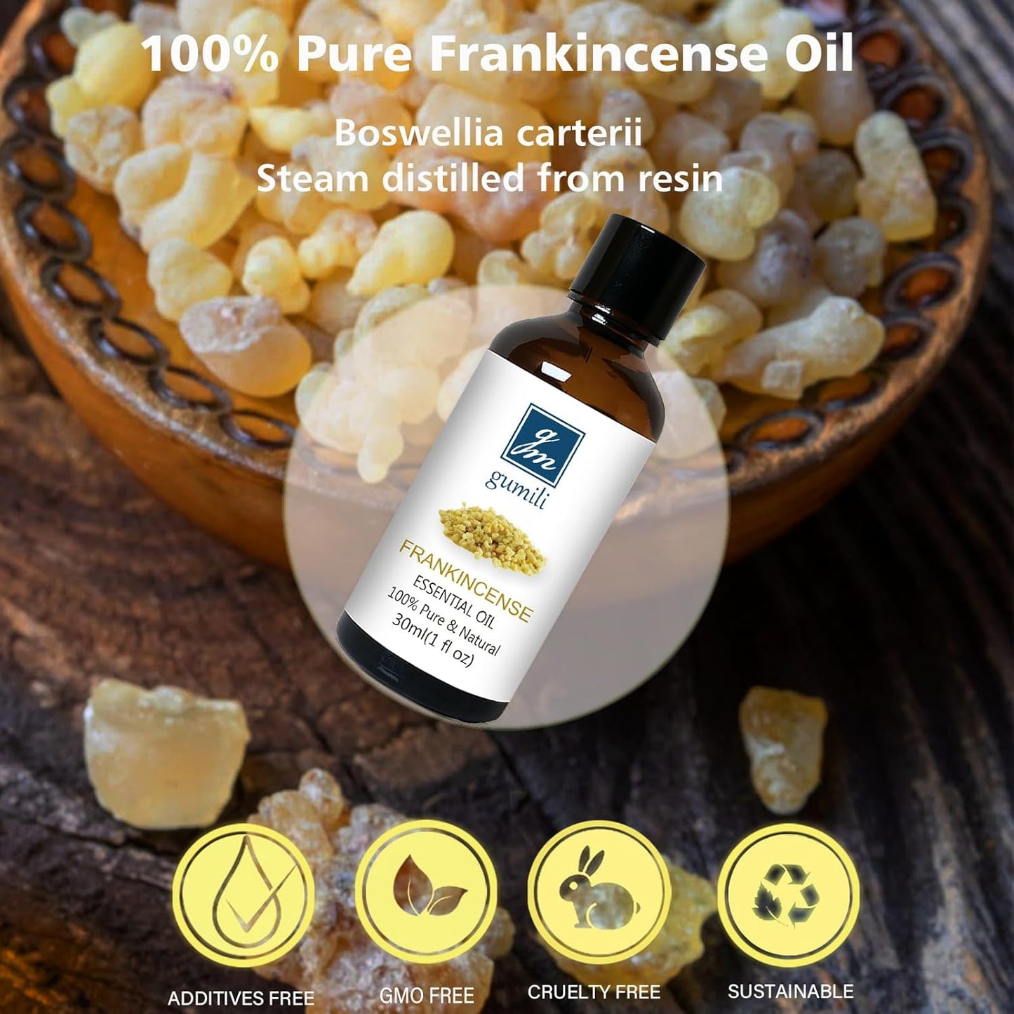 Frankincense Essential Oil 1 Oz, 100% Pure Frankincense Qil for Aromatherapy Diffuser, Skin, Face, Roll On, DIY Balm