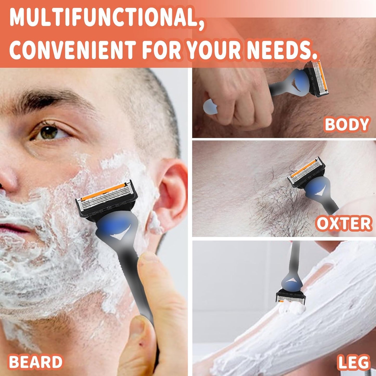 Men's 24-Count 5-Blade Razor Refill Cartridges - Compatible with ProGlide Flexball & Other Major Razor Systems - Premium Wet Shave Replacement Blades for Smooth, Precise Results - Bulk Value Pack