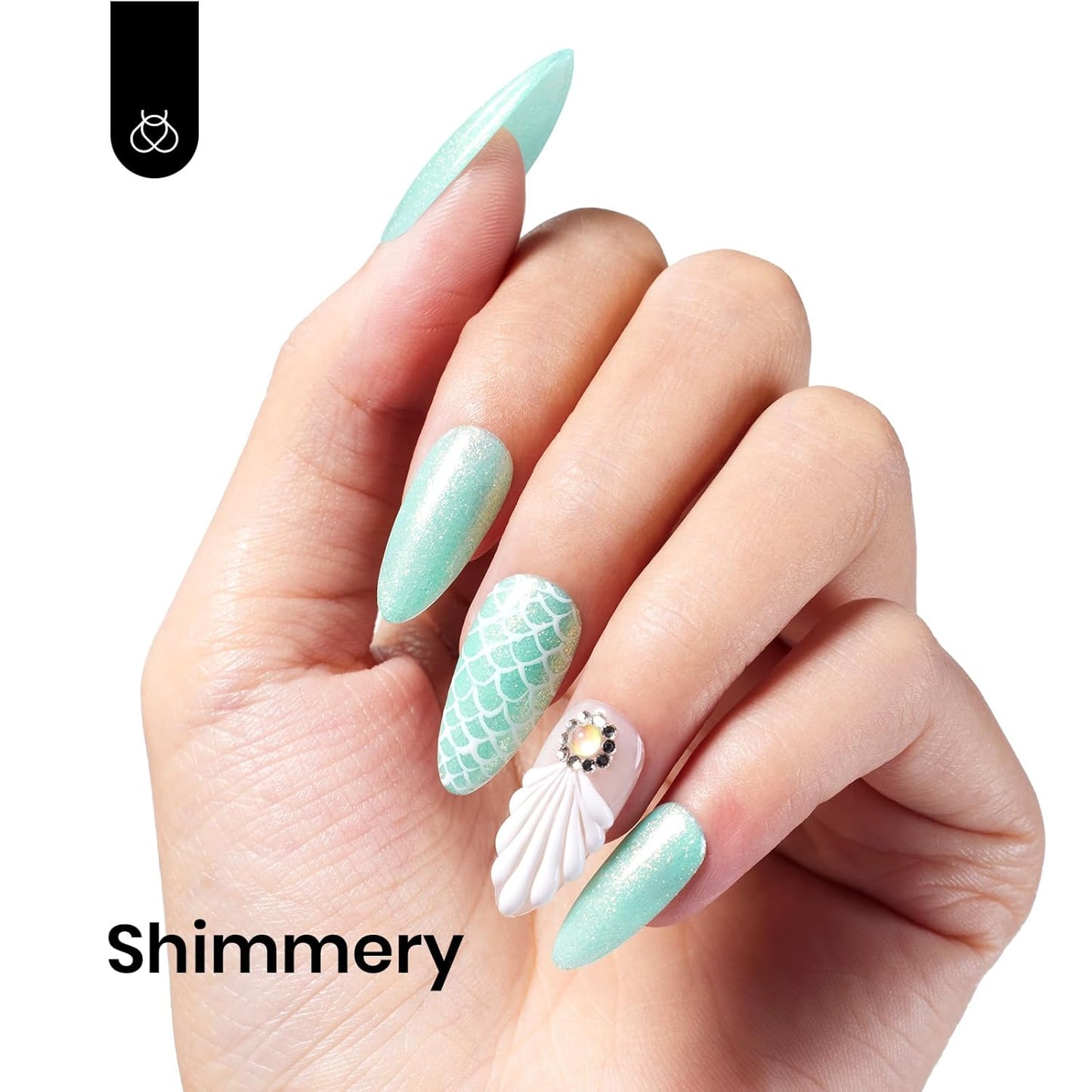 Beetles Mint Green Gel Polish, 1 Pcs 15ml Glitter Green Gel Nail Polish Mermaid Turquoise Shimmer UV Nail Polish Soak Off UV LED Nail Art Design DIY Home