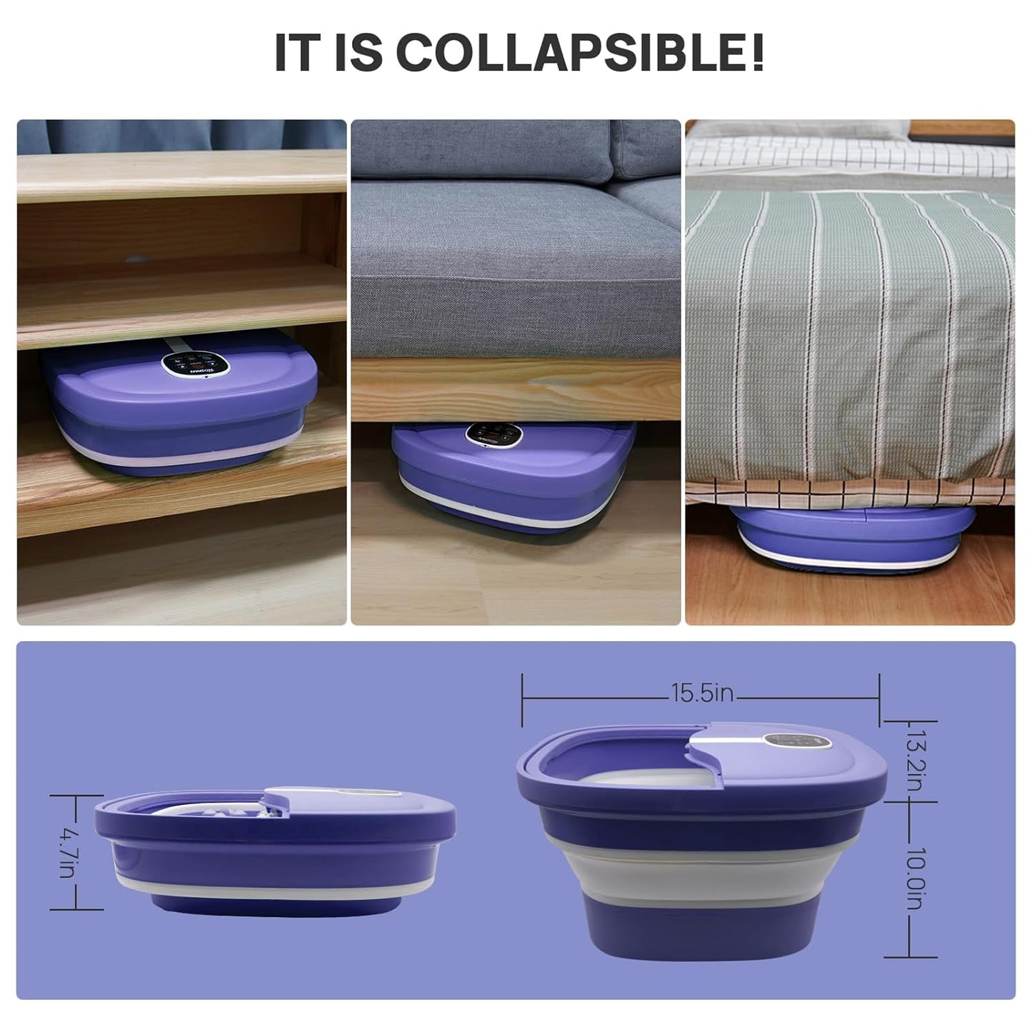 HOSPAN Collapsible Foot Spa Electric Rotary Massage, Foot Bath with Heat, Bubble, Remote, and 24 Motorized Shiatsu Massage Balls. Pedicure Foot Spa for Feet Stress Relief - FS02A