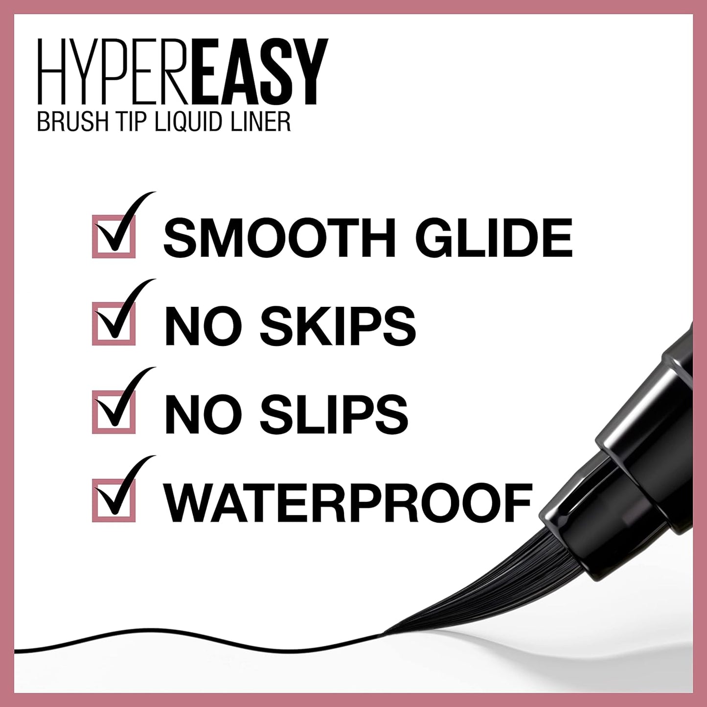 Maybelline Hyper Easy Liquid Pen No-Skip Eyeliner, Satin Finish, Waterproof Formula, Pitch Black, 0.018 Fl Oz
