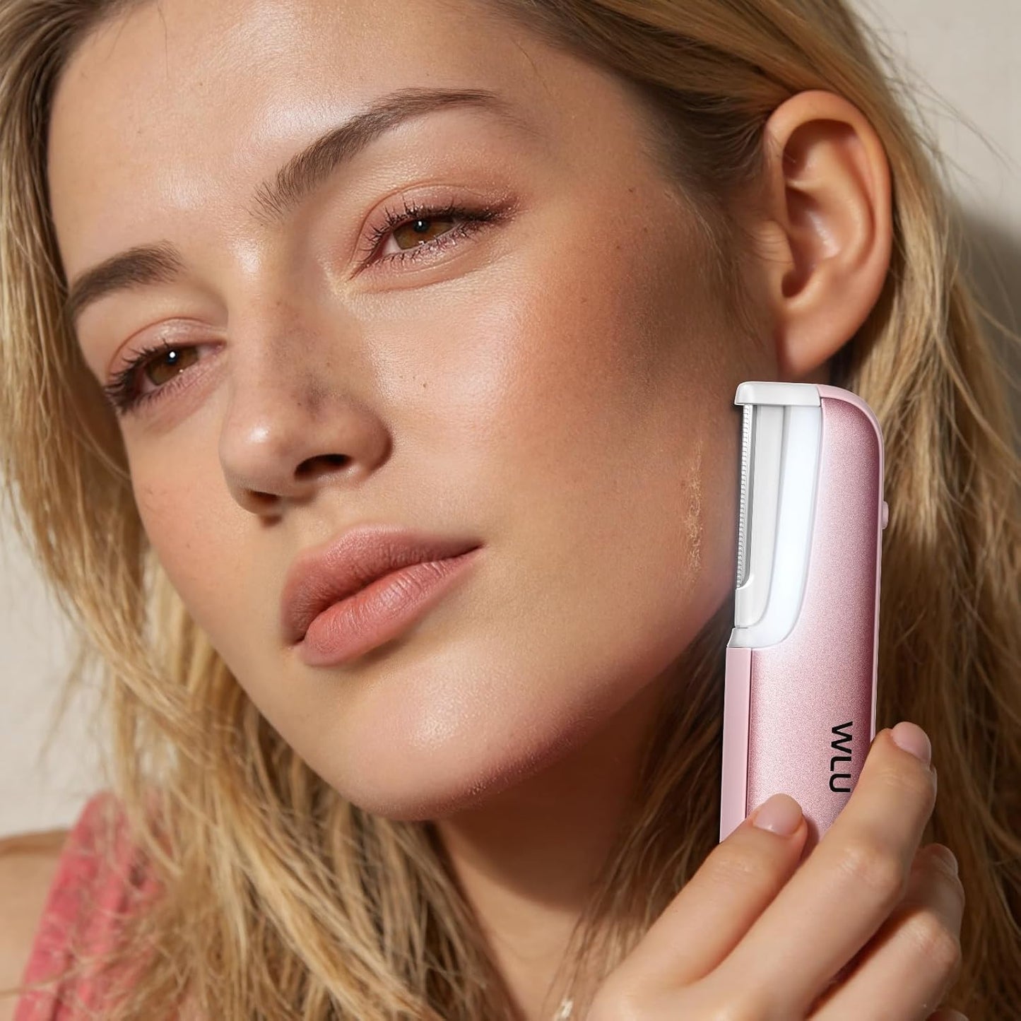 Dermaplaning Tool for Women Face - Edge Technology Sonic Dermaplane Razor for Facial Exfoliation & Peach Fuzz Hair Removal with 10 Refill Blades (Pink)