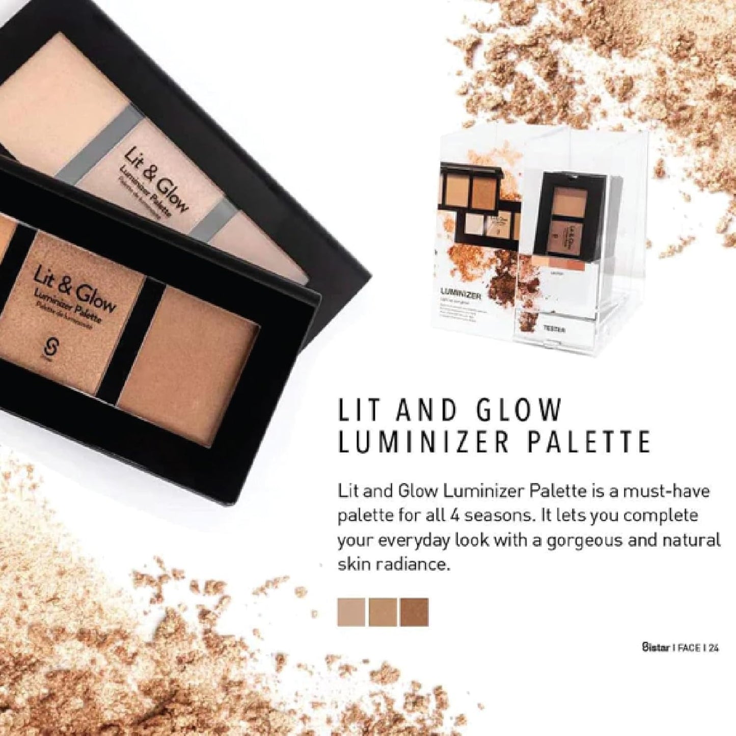 Sistar Lit & Glow Luminizer Palette Glitter Bronzer Make Up