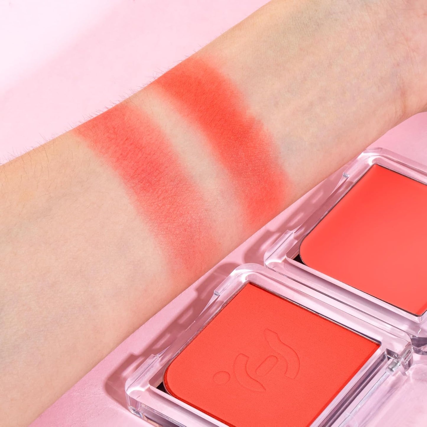 Blush Palette Duo – Cream & Powder Blush Set in Orange Red, Long-Wearing & Moisturizing, Easy to Blend, Radiant Coverage for Cheeks, Eyes & Lips, Magnetic Palette Compatible (2-Pack, Cherry Rush)