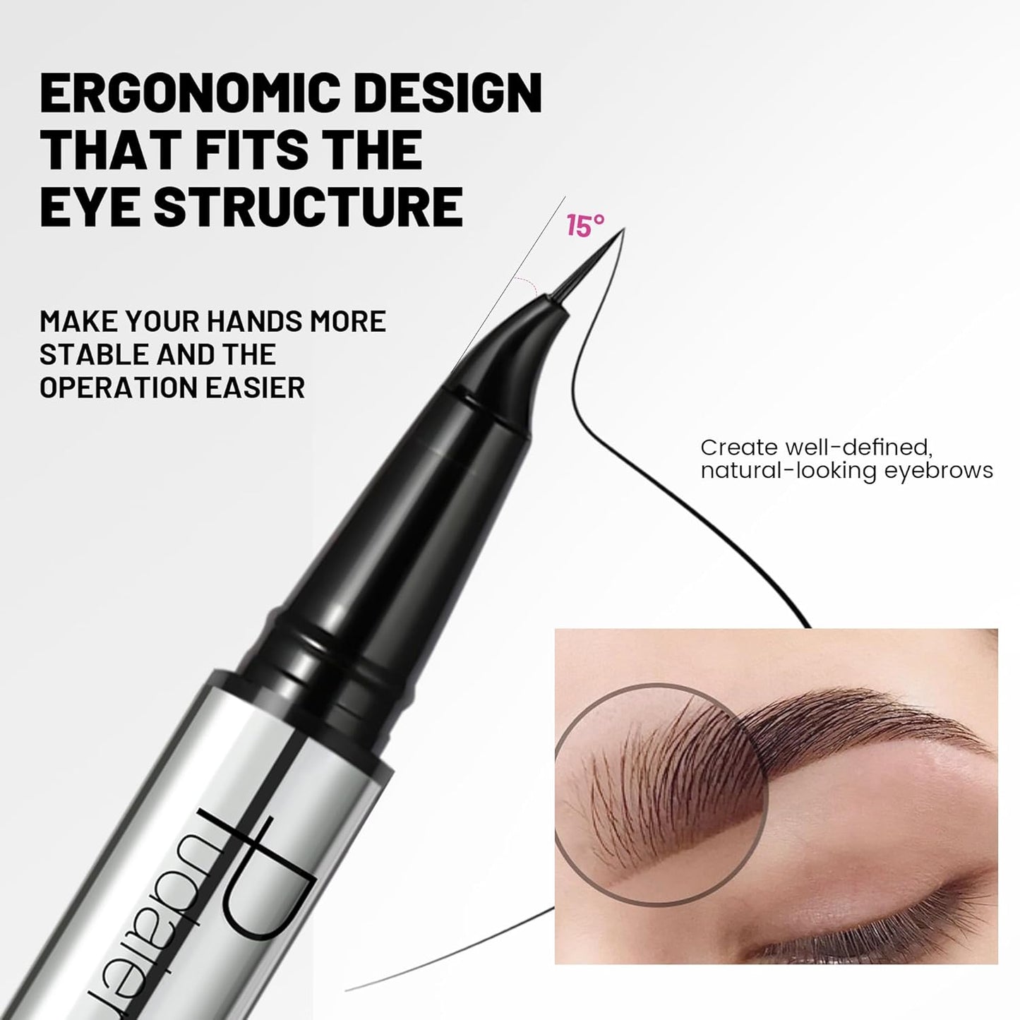 2 Pack 2 Fine Tip Eyebrow Pen, Waterproof Filling Faux Brow Makeup Pencils for Women with Precise Curved Brush-Tip to Fast Create Natural Hair-Like Brows, Last All-Day (Chocolate)