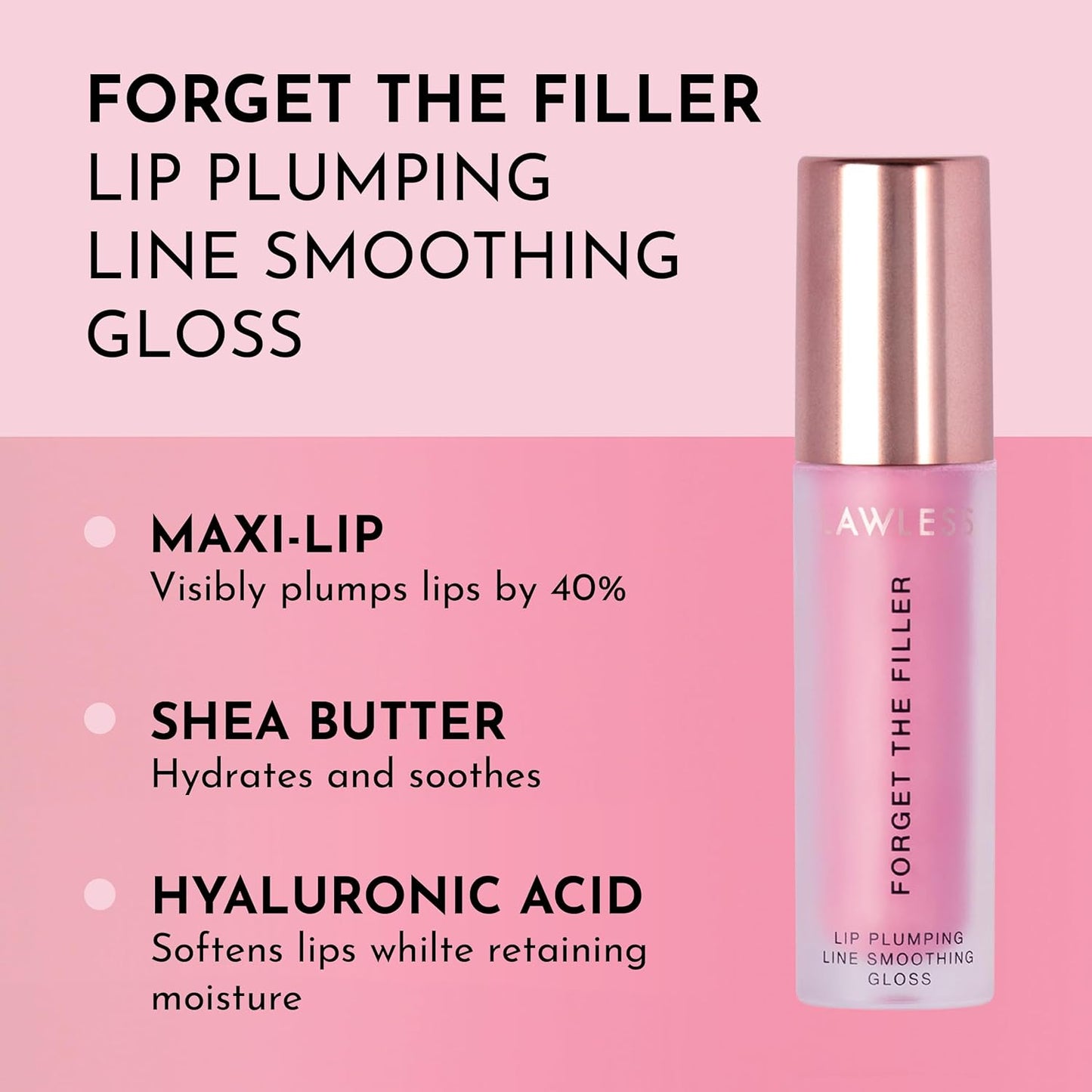 Lawless Forget the Filler Lip Plumping Line Smoothing Gloss - Daisy Girl - Premium Volumizing Lip Gloss with Natural Ingredients Designed to Plump, Firm, and Hydrate Lips 0.11 oz