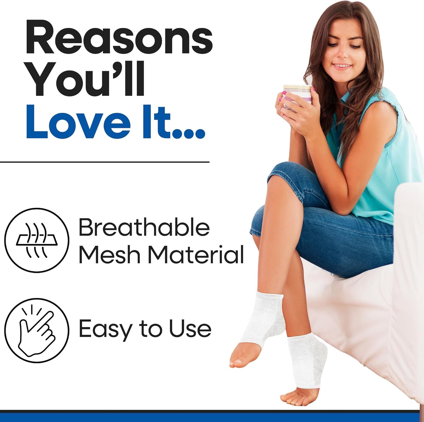 Moisturizing Socks for Mens Cracked Heels - Moisturizer Heel Sleeves to Smooth & Soften Rough Cracked Heels & Dry Feet. Large Aloe Moisturizing Heel Socks (White - 3 Pairs, X-Large)