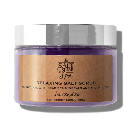 Salt Cellar Spa Lavender Salt Scrub - Elevate Your Self-Care with Dead Sea Minerals - Relax, Revive, and Rejuvenate your Skin - Made in Israel, Cruelty-Free, 18 oz.