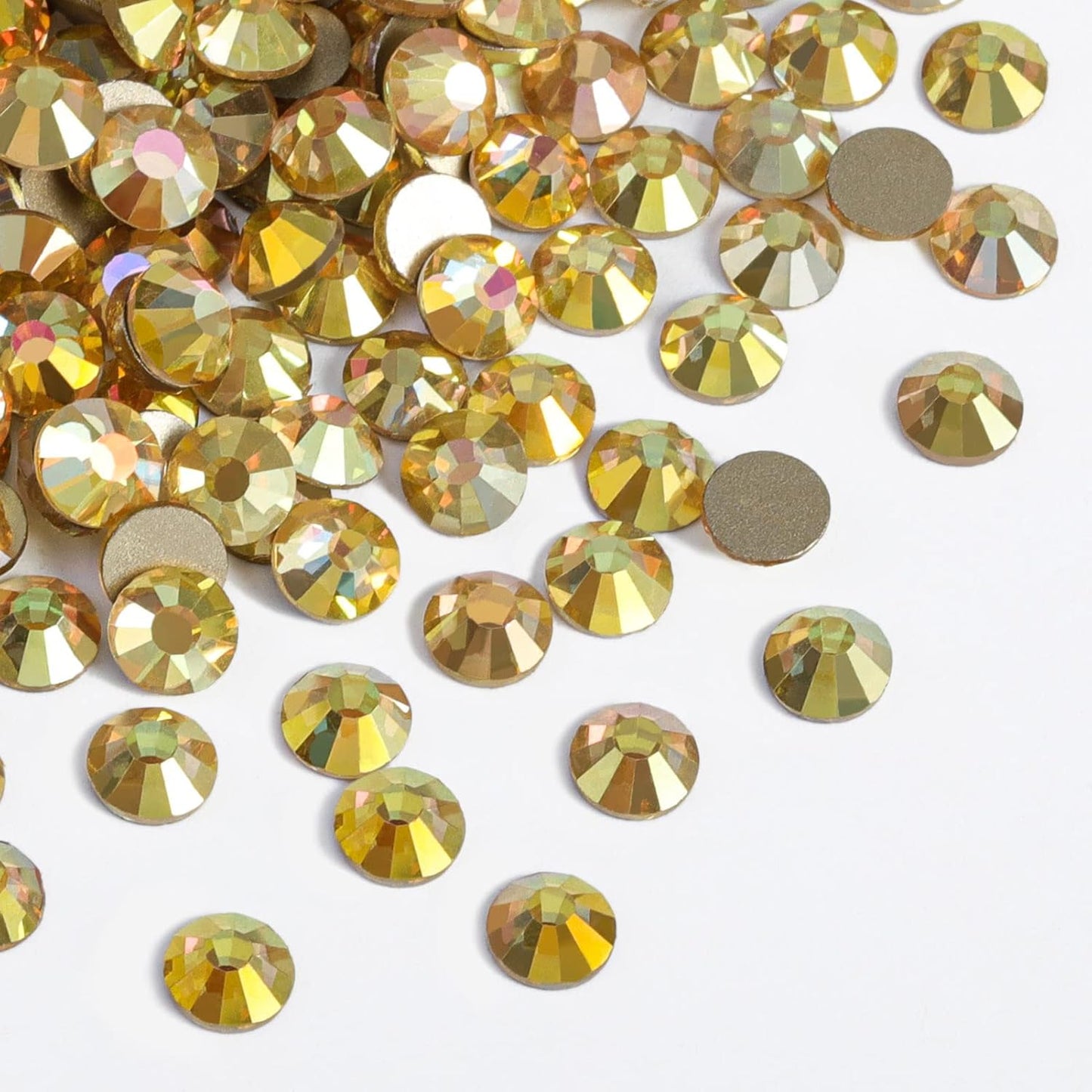 beadsland Flat Back Crystal Rhinestones Round Gems, Metal Sunlight (4.6-4.8mm) SS20/1440pcs