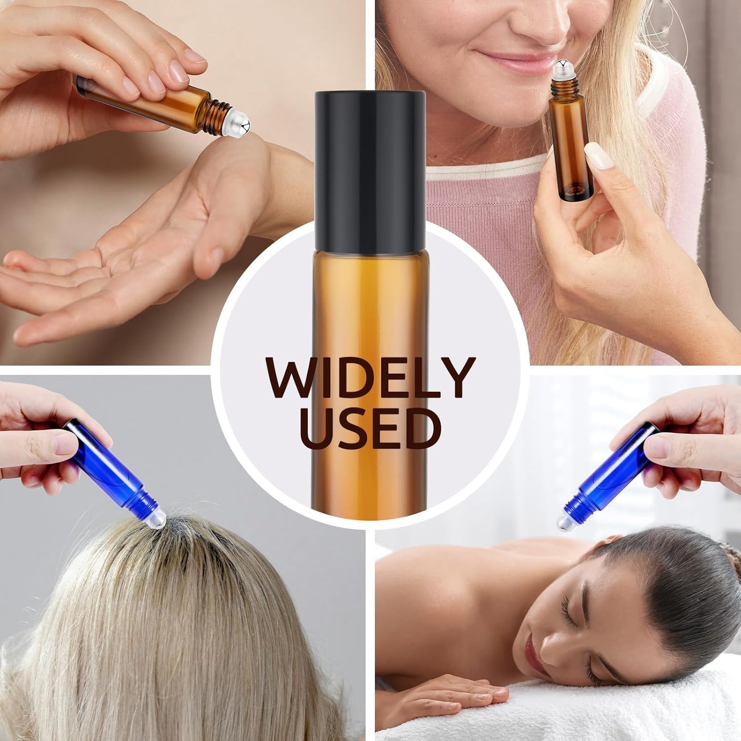8P Essential Oil Roller Bottles, 10ml Glass Roll on Bottles with Stainless Steel Roller Ball, Opener, Pipettes, Funnel, Stickers, Refillable Container for Perfume (4 Amber & 4 Blue)